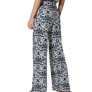 J2 Ann Taylor‎ Floral Print Linen Flowy Pull Up Pants Size 2